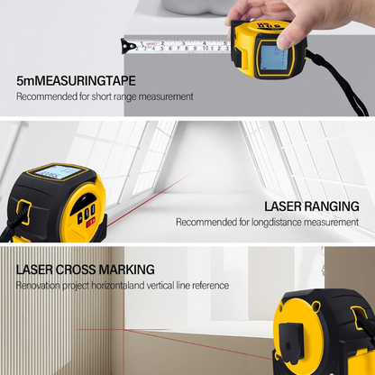 3-in-1 Laser Tape Measure 60M + 5M + Angle Display | PDMT-360