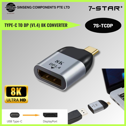 8K Type-C to DP 1.4 DisplayPort Converter | 7S-TCDP