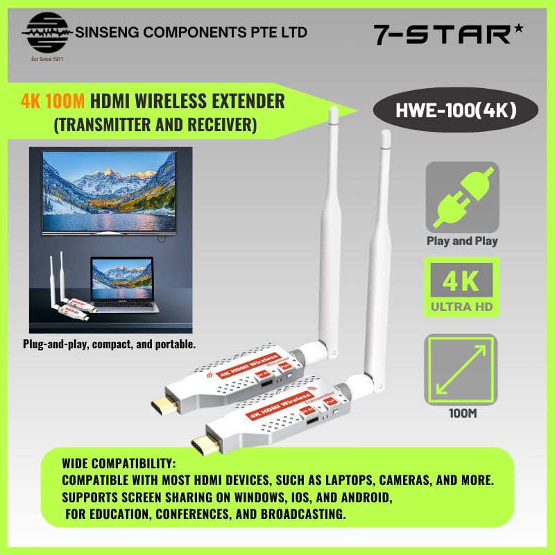 4K 100M HDMI Wireless Extender | 5G Transmitter & Receiver | HWE-100(4K)
