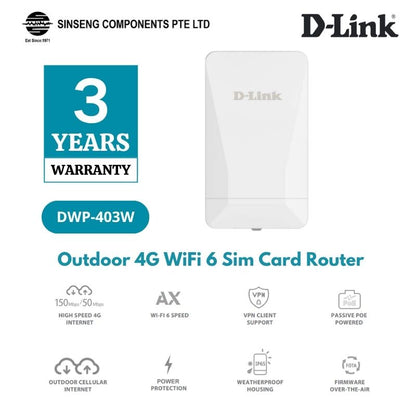 D-Link Wi-Fi 6 Outdoor 4G SIM Card Router | DL-DWP-403W