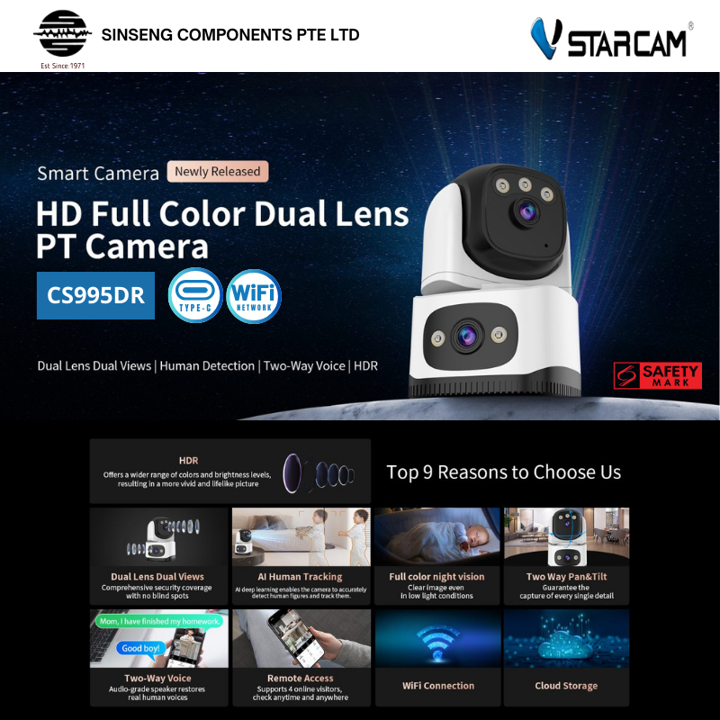 Dual Lens Dual View Full Color PT Smart IP Camera | VS-CS995DR