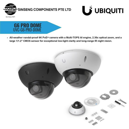 Ubiquiti UniFi G6 Pro Dome UVC-G6-Pro-Dome 4K AI PoE+ IP Camera (White)