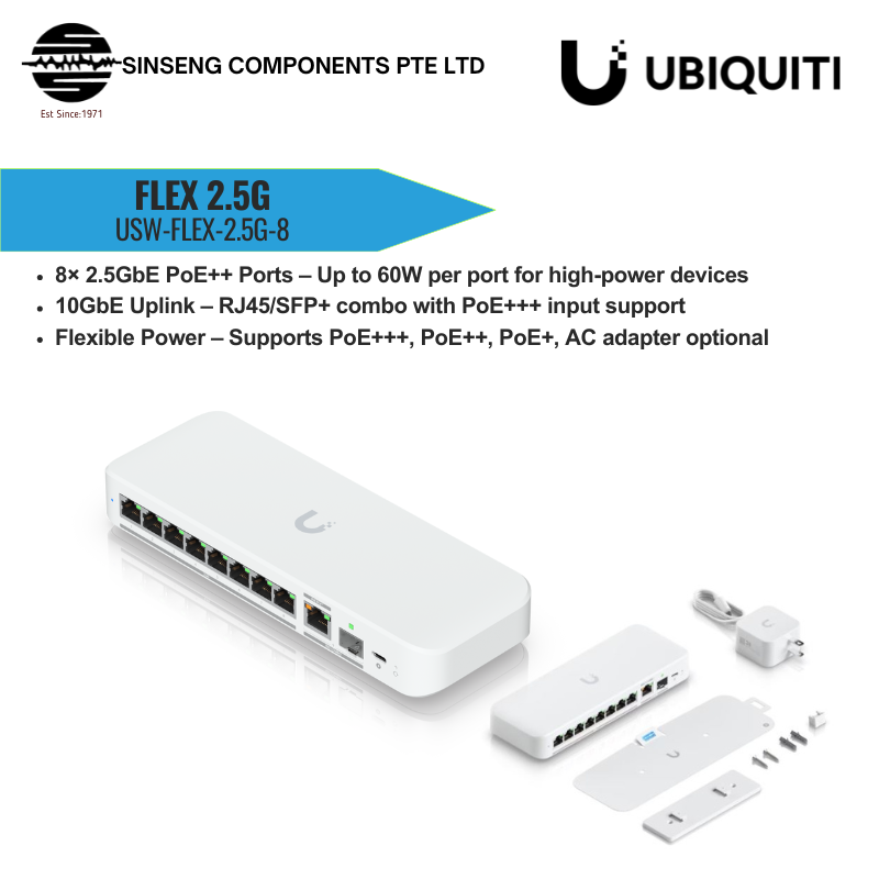 8-Port 2.5GbE Switch 10GbE SPF+ and USB-C | USW-Flex-2.5G-8