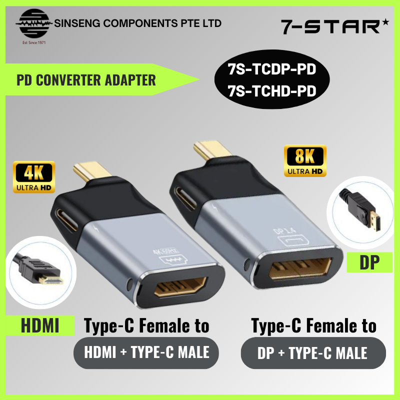 Type-C to HDMI & DP with PD Converter | Video Converter Adapter