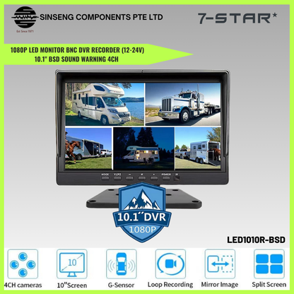 10.1" BSD 4CH Vehicle 1080P LED Monitor | 12-24V | LED1010R-BSD