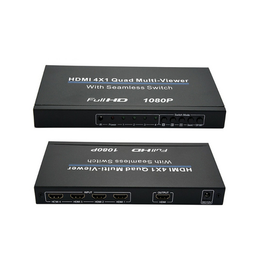 1080P HDMI 4x1 Seamless Switch & Multi-Viewer Splitter with IR Remote | HSQ41