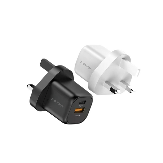 20W PD Charger Adapter | USB Type-C | USB-A | Black | 7SPD-117PTB