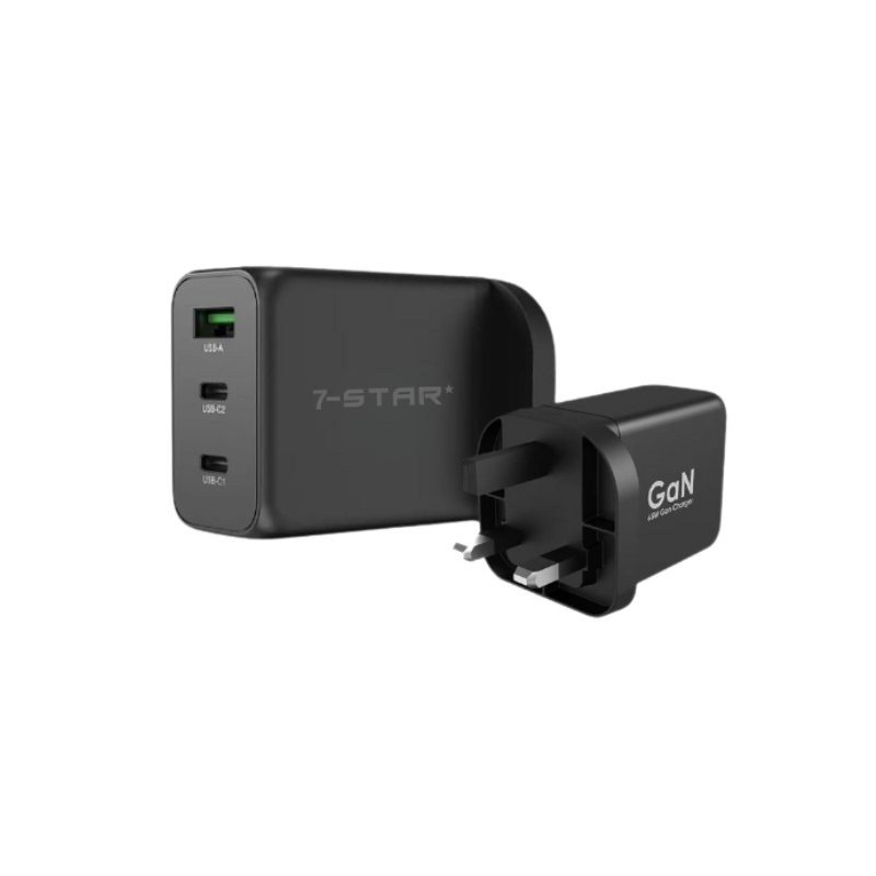65W GaN PD Charger Adapter | USB Type-C | USB A | Black | 7SPD-60B
