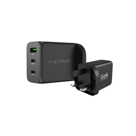 65W GaN PD Charger Adapter | USB Type-C | USB A | Black | 7SPD-60B
