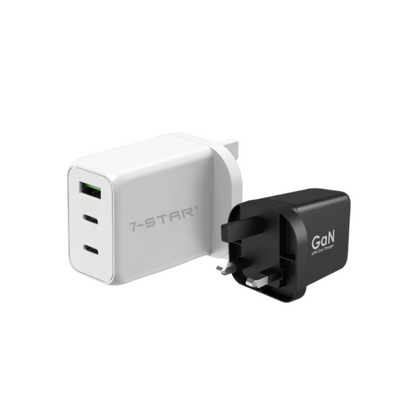 65W GaN PD Charger Adapter | USB Type-C | USB A | White | 7SPD-60W