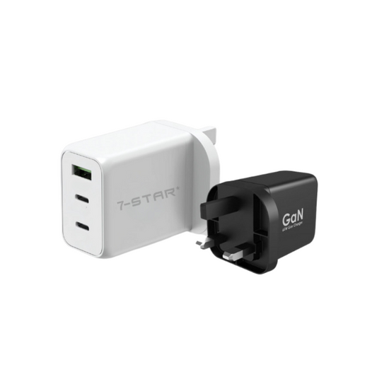 65W GaN PD Charger Adapter | USB Type-C | USB A | White | 7SPD-60W