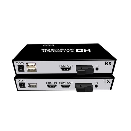 20KM HDMI Extender 1080P Over Fiber Optic with KVM & Power Adapter | HDKV-E20KM