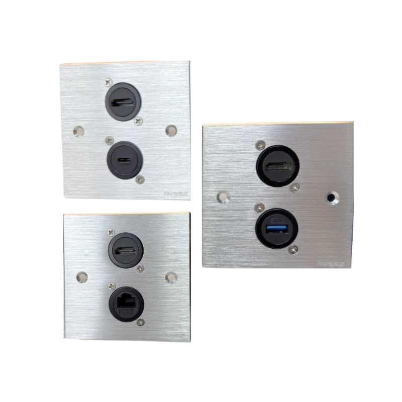2-Port Wall Faceplate Socket | HDMI/Type-C/RJ45/USB for Home & Hotel
