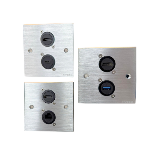 2-Port Wall Faceplate Socket | HDMI/Type-C/RJ45/USB for Home & Hotel
