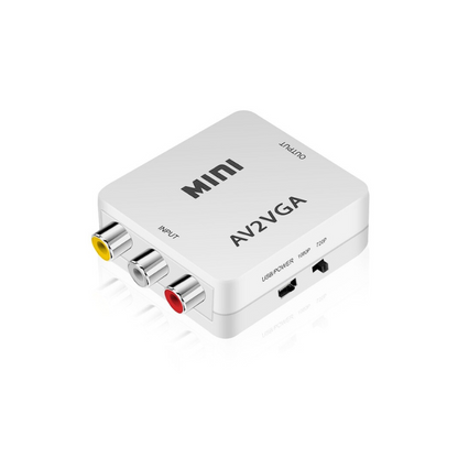 Mini AV2VGA Video Converter with 3.5mm Audio | AV to VGA/PC/HDTV