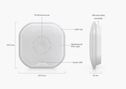 Ubiquiti UniFi UP-Siren-PoE – PoE Smart Siren with RGBW Light Ring