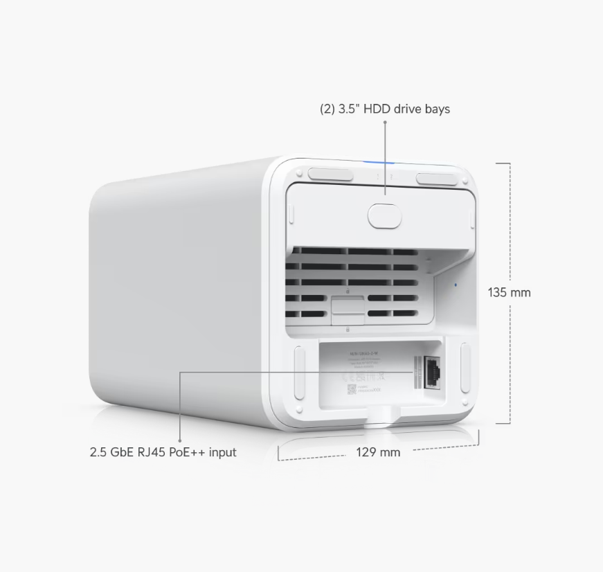 UNAS 2-Bay 2.5GbE USB-C POE++ Tower NAS | White | UNAS-2