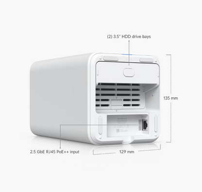 UNAS 2-Bay 2.5GbE USB-C POE++ Tower NAS | White | UNAS-2