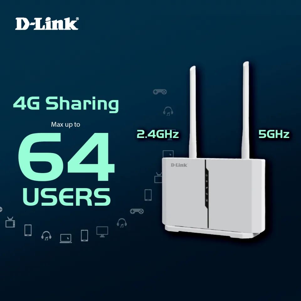 D-Link DWR-M972V 4G LTE Cat 7 AC1200 Dual-Band Gigabit WiFi Router with RJ11 | DL-DWR-M972V