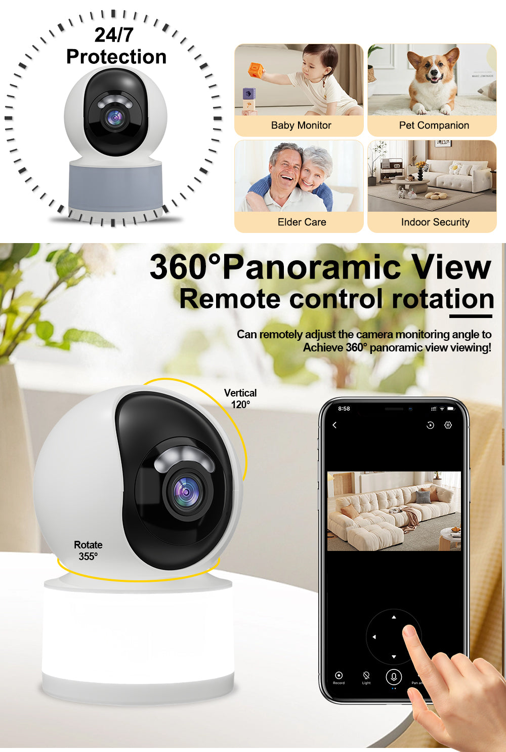 AI Yoosee Wifi Wireless IP Camera with LED Light Lamp | WIPS855