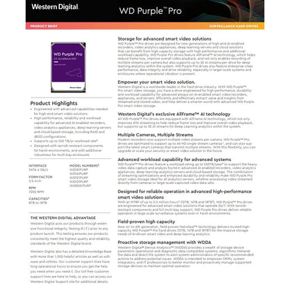 Western Digital WD 10TB 14TB Purple Pro Surveillance Internal Hard Drive
