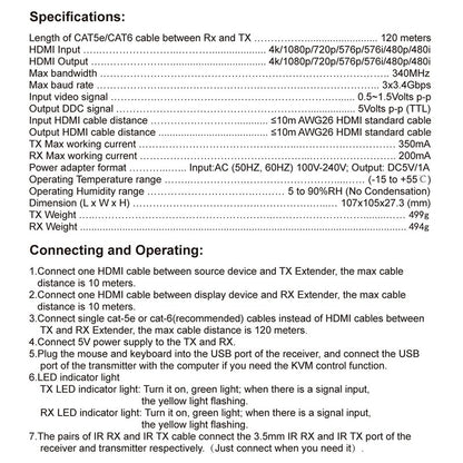 120m HDMI KVM Extender over Ethernet | USB for Keyboard | KVM-E120