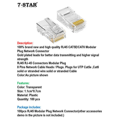 100PCS CAT5E/CAT6 RJ45 Connector for Ethernet Cable | RJ45