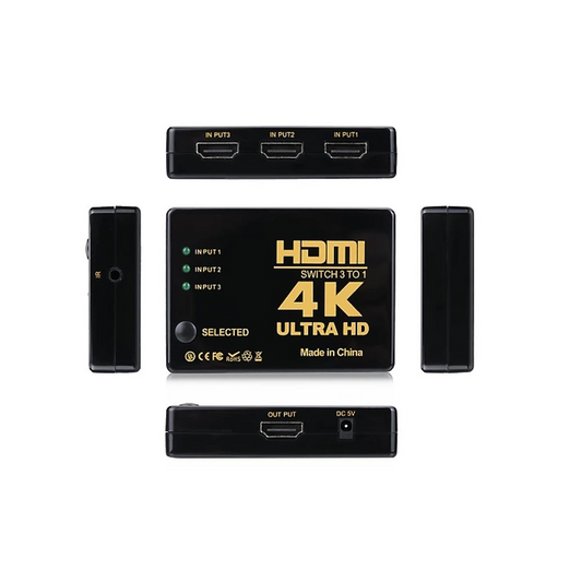 3x1 HDMI Switcher 4K/1080P – 3-in-1 HDMI Hub Splitter for TV | HS301
