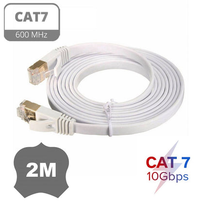 Cat 7 Gigabit Ethernet Flat Network Cable | 2m to 50m | White