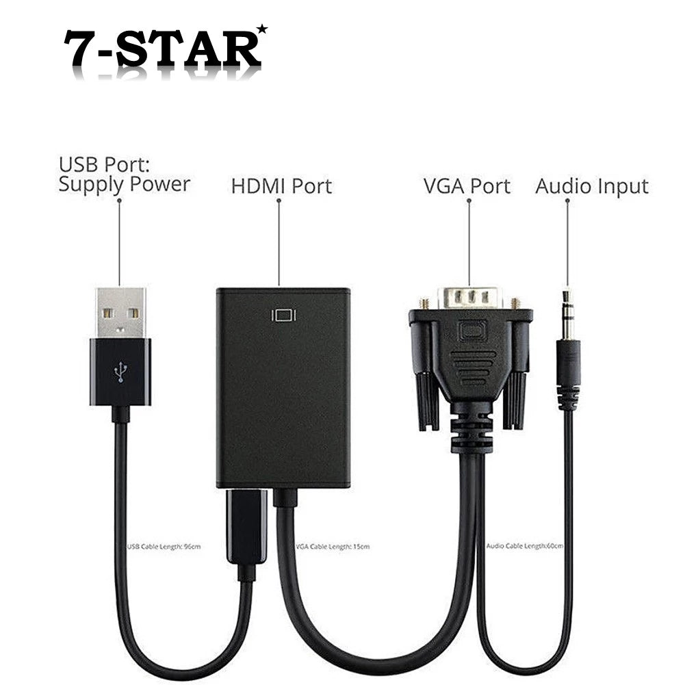 VGA to HDMI Adapter Converter with Audio Cable | VGHD-A