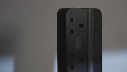 4 Way Extension Socket | 18W USB A + PD45W - 20W USB Type-C | 3M Cable | Safety Mark | Black