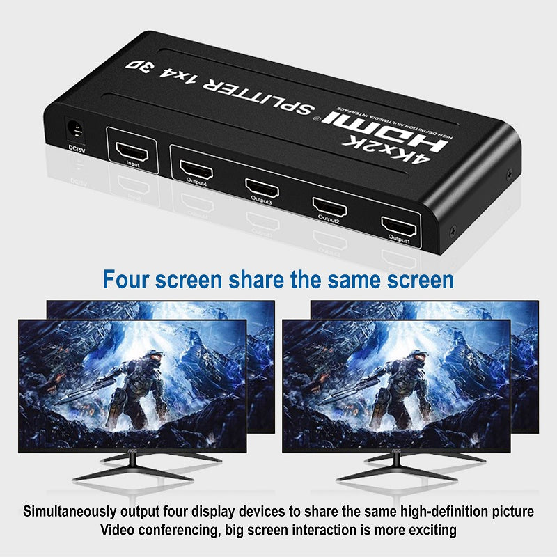 4K 1x4 HDMI Splitter/Distributor 1 Input 4 Output | HM104