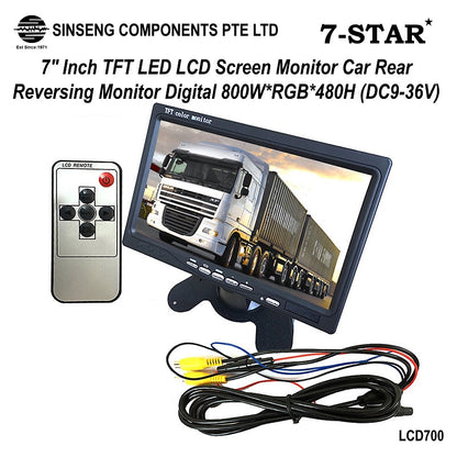 7" IPS Monitor with 2 BNC/AV/RCA for CCTV & Vehicles (DC9-36V) | LCD700