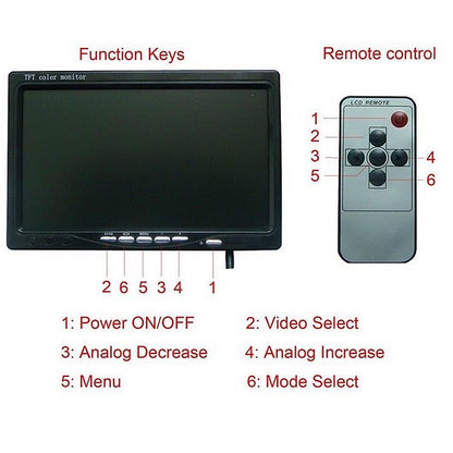 7" IPS Monitor with 2 BNC/AV/RCA for CCTV & Vehicles (DC9-36V) | LCD700