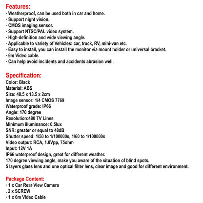 Car Rear Camera with Wide-Angle & Reverse Parking Line | SC68CM