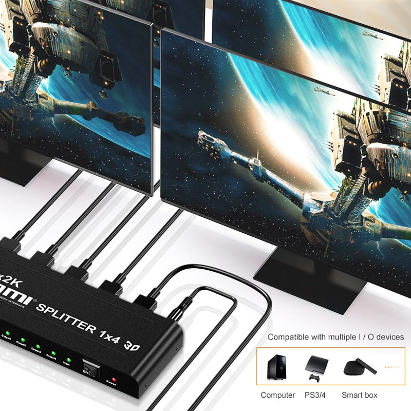 4K 1x4 HDMI Splitter/Distributor 1 Input 4 Output | HM104