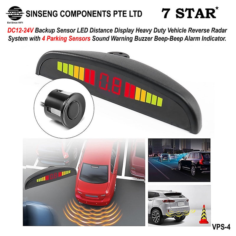 4PCS DC12-24V Reverse Sensor System with LED Display & Warning | VPS-4