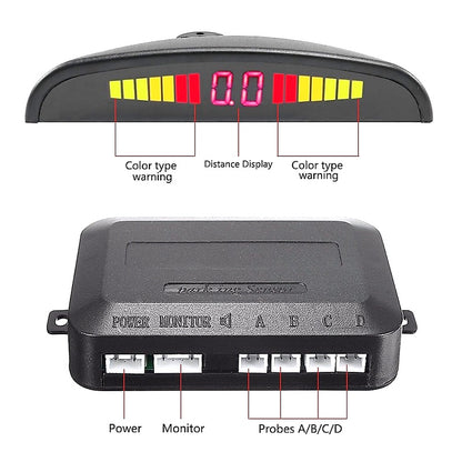 4PCS DC12-24V Reverse Sensor System with LED Display & Warning | VPS-4
