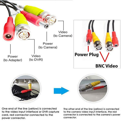 CCTV Camera BNC/BNC Cable with DC Power/Socket | 5M-50M
