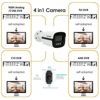 1080P 2.8mm SONY Lens Outdoor Bullet Camera - AHD CVI TVI CVBS Hybrid 4-in-1 | SH106/2.8