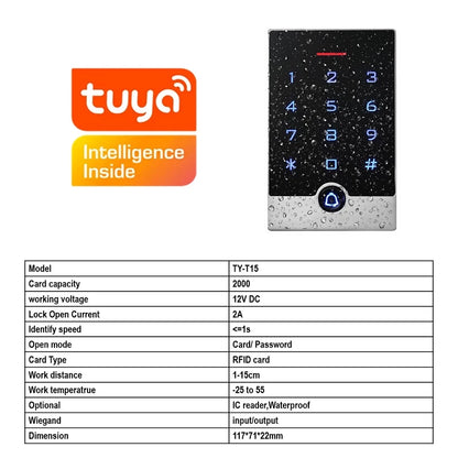 Tuya IP68 Waterproof Door Access Terminal with Keypad & EM Card | TY-T15