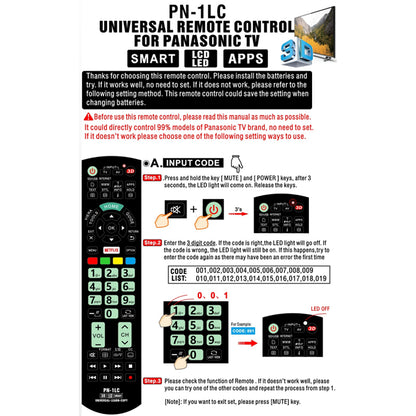 Universal Remote for All Panasonic TVs (Smart Function) | RMPN1