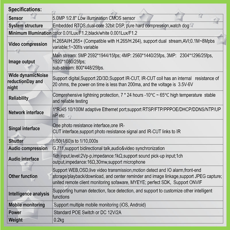 5MP Audio Mini POE Network IP Camera | SC1529-A