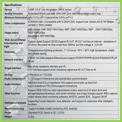 5MP Audio Mini POE Network IP Camera | SC1529-A