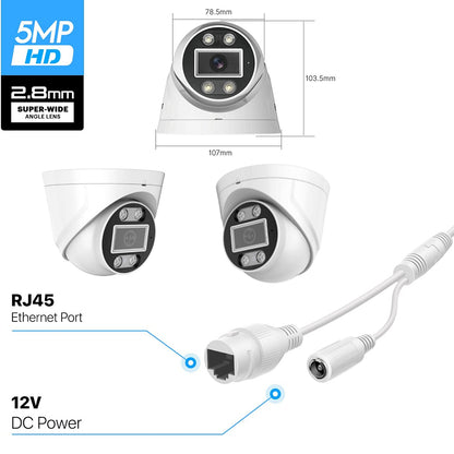 5MP Audio Turret Dome PoE IP Camera (2.8mm, Night Vision, ONVIF) | SC1153-A