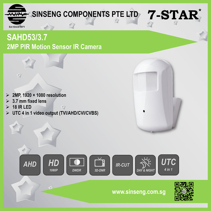 Hidden Spy Security Pinhole CCTV IR Camera 4-in-1 (AHD/TVI/CVI/H960) | SAHD53/3.7