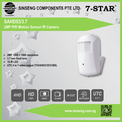 Hidden Spy Security Pinhole CCTV IR Camera 4-in-1 (AHD/TVI/CVI/H960) | SAHD53/3.7