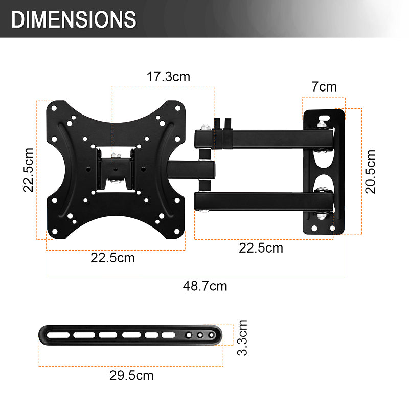 26” to 55” Tilt Wall Mount VESA TV/Monitor Bracket | Max Weight: 30KG | Model: TVB-C37