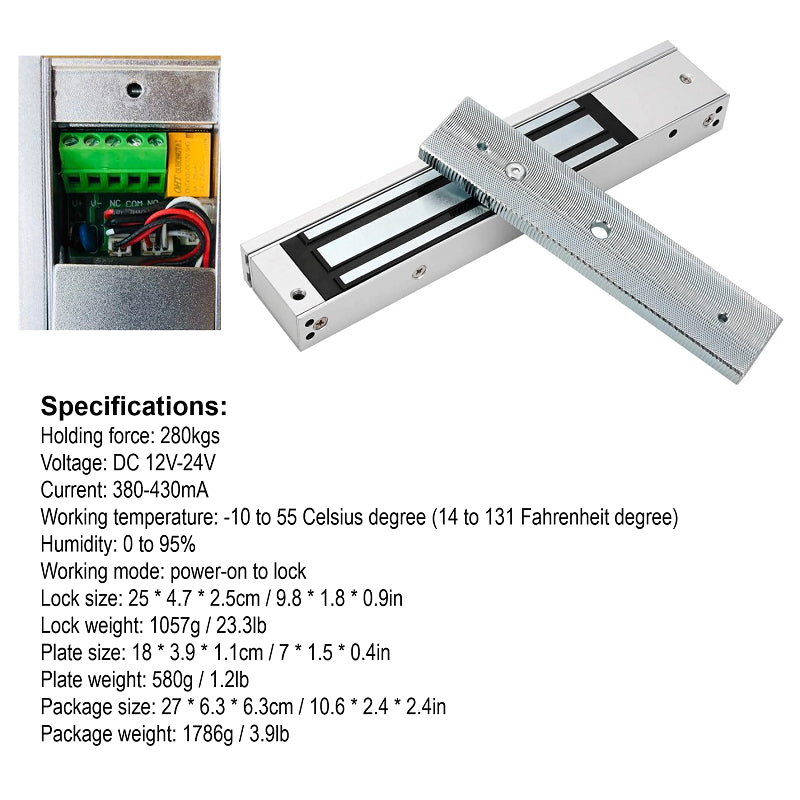 Em Lock Component 12V-24V EM Lock (600lbs) with Relay for Access Contro | EM Lock ...
