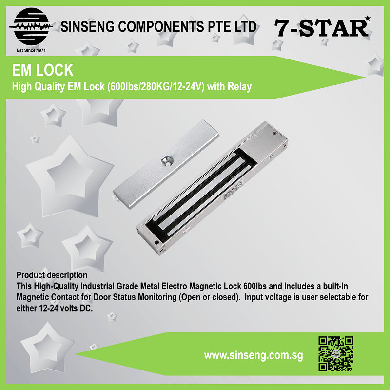 12V-24V EM Lock (600lbs) with Relay for Access Contro | EM Lock